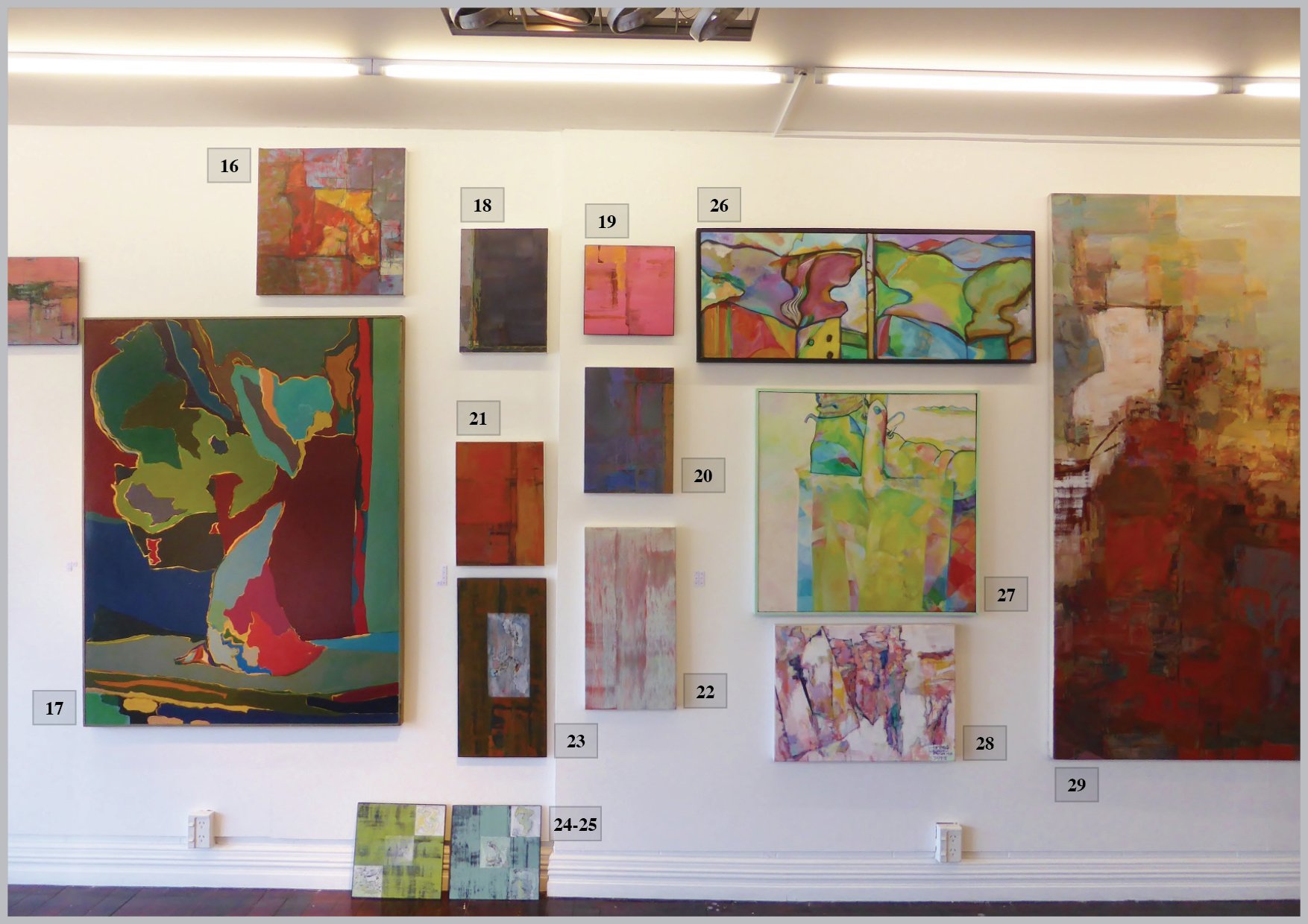A variety of good looking colourful abstract artworks from an award winning New Zealand artist for sale
